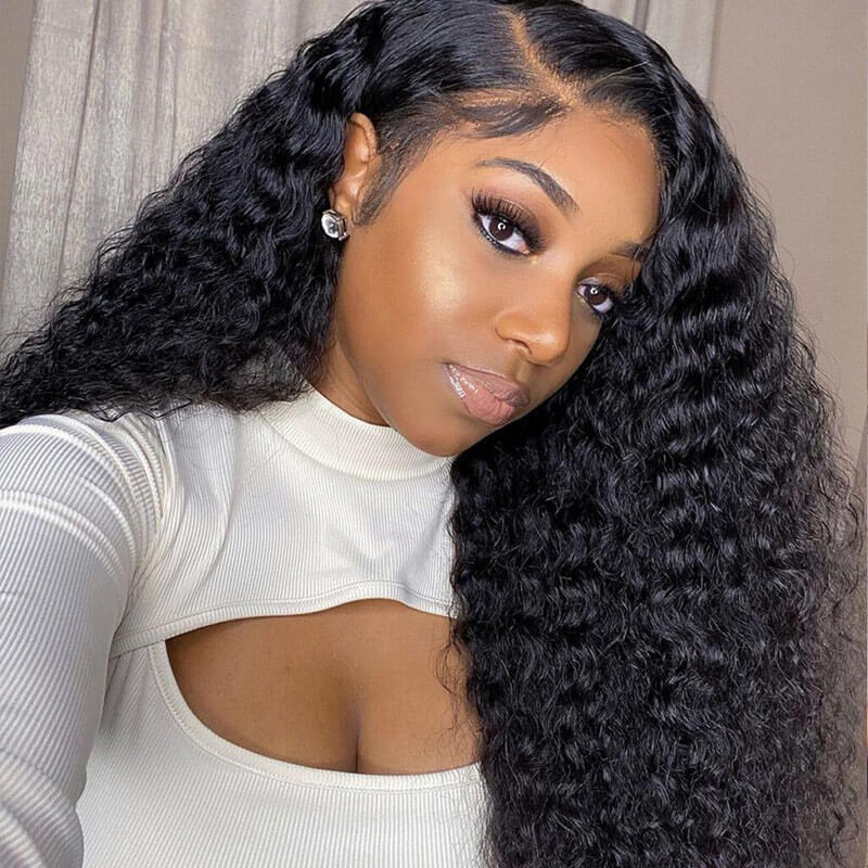 Brazilian Deep Wave Human Hair Lace Front Wig Pre Plucked With Baby Hair Natural Hairline Glueless Wig-Geeta Hair