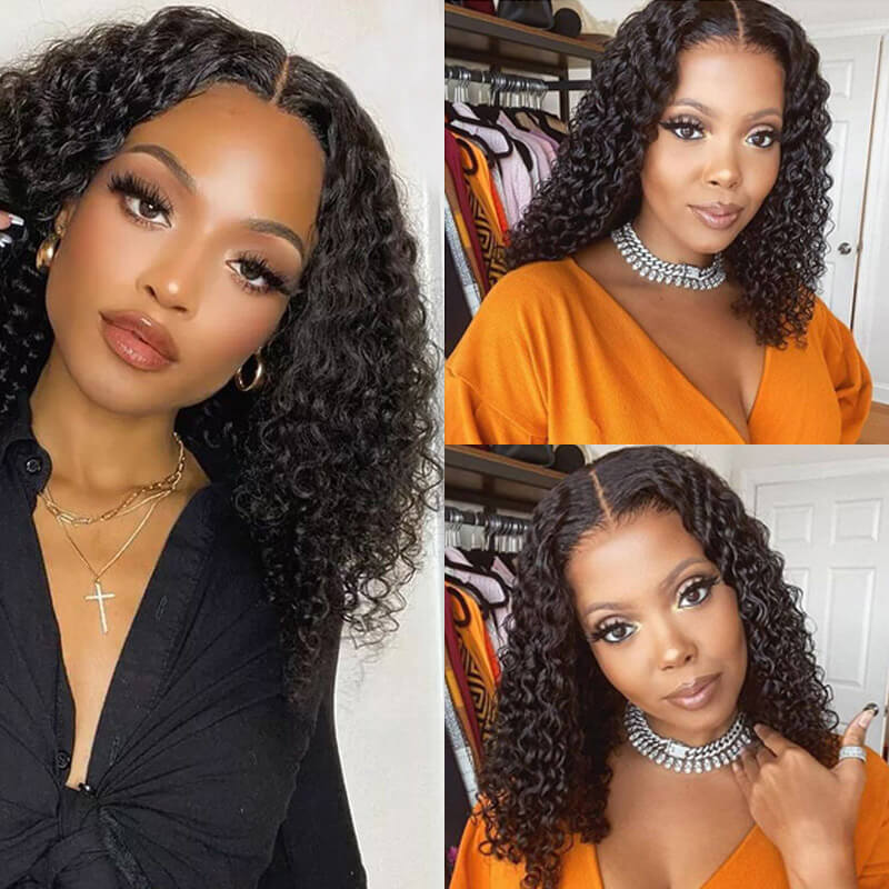 Short Curly Hair 4x4 Lace Closure/13x4 Lace front Wig Pre Plucked Natural Hairline Glueless Human Hair Wigs-Geeta-hair