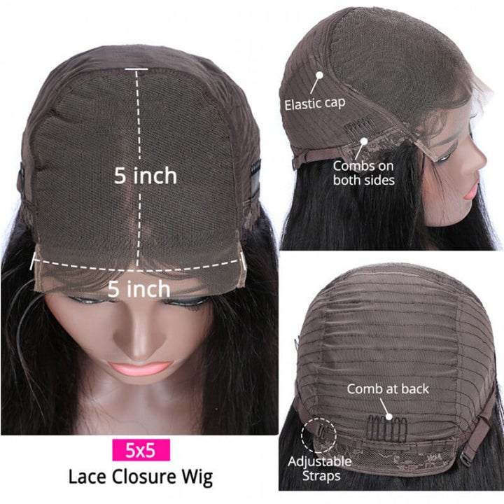 Over $101 Save $100: Water Wave Hair Glueless 5x5 HD Lace Closure Wig - Christmas Flash Sale