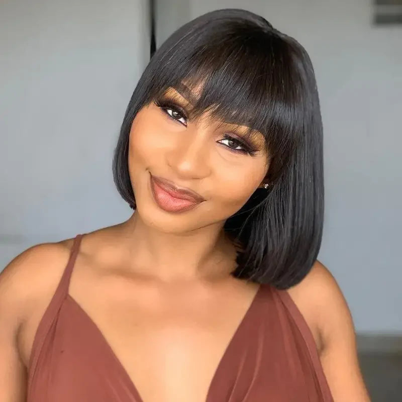 Bogo Sale: $179=V Part Curly 16" Wig + 10" Bob Straight Wig With Bangs