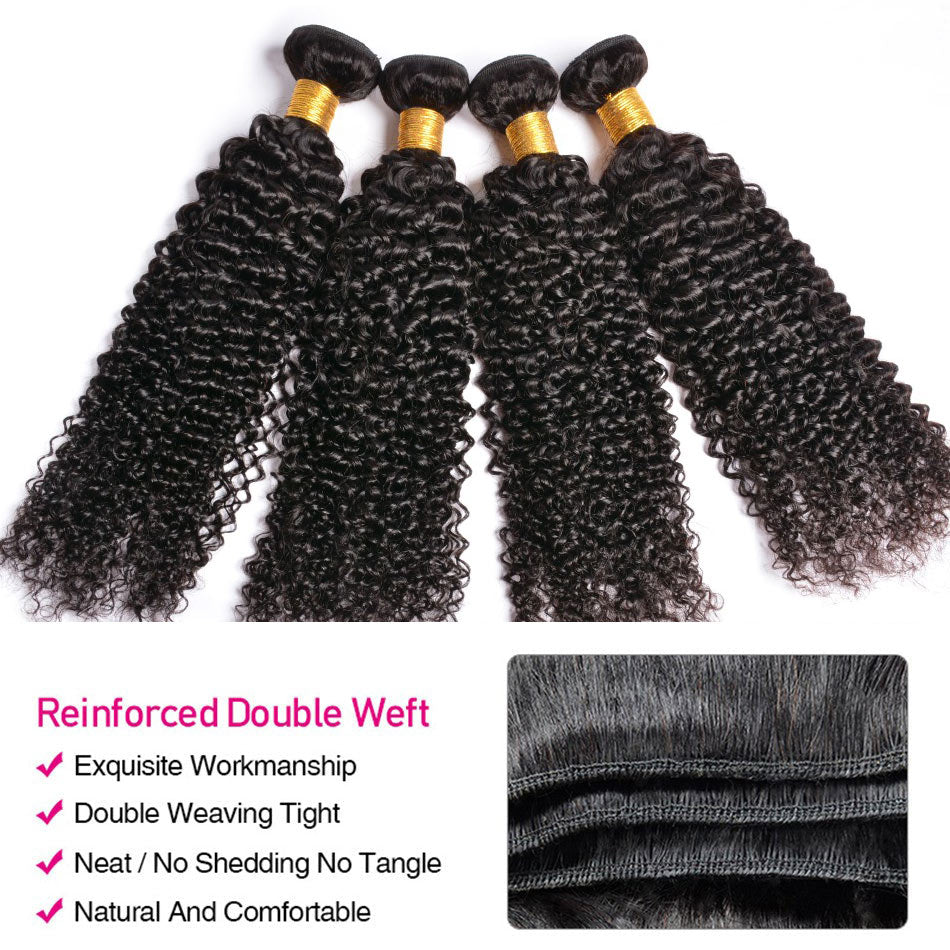 GeetaHair Long Curly Hair 4 Bundles With 13x4 Ear To Ear Lace Frontal Virgin Human Hair
