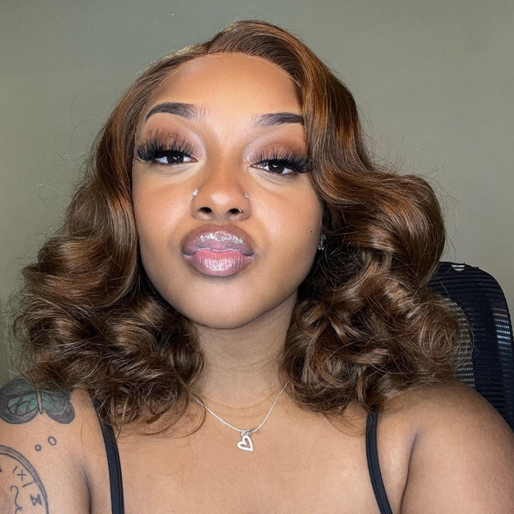Glueless Dark Brown Body Wave Lace Front Colored Wig Chocolate Brown Loose Wave Human Hair Wigs