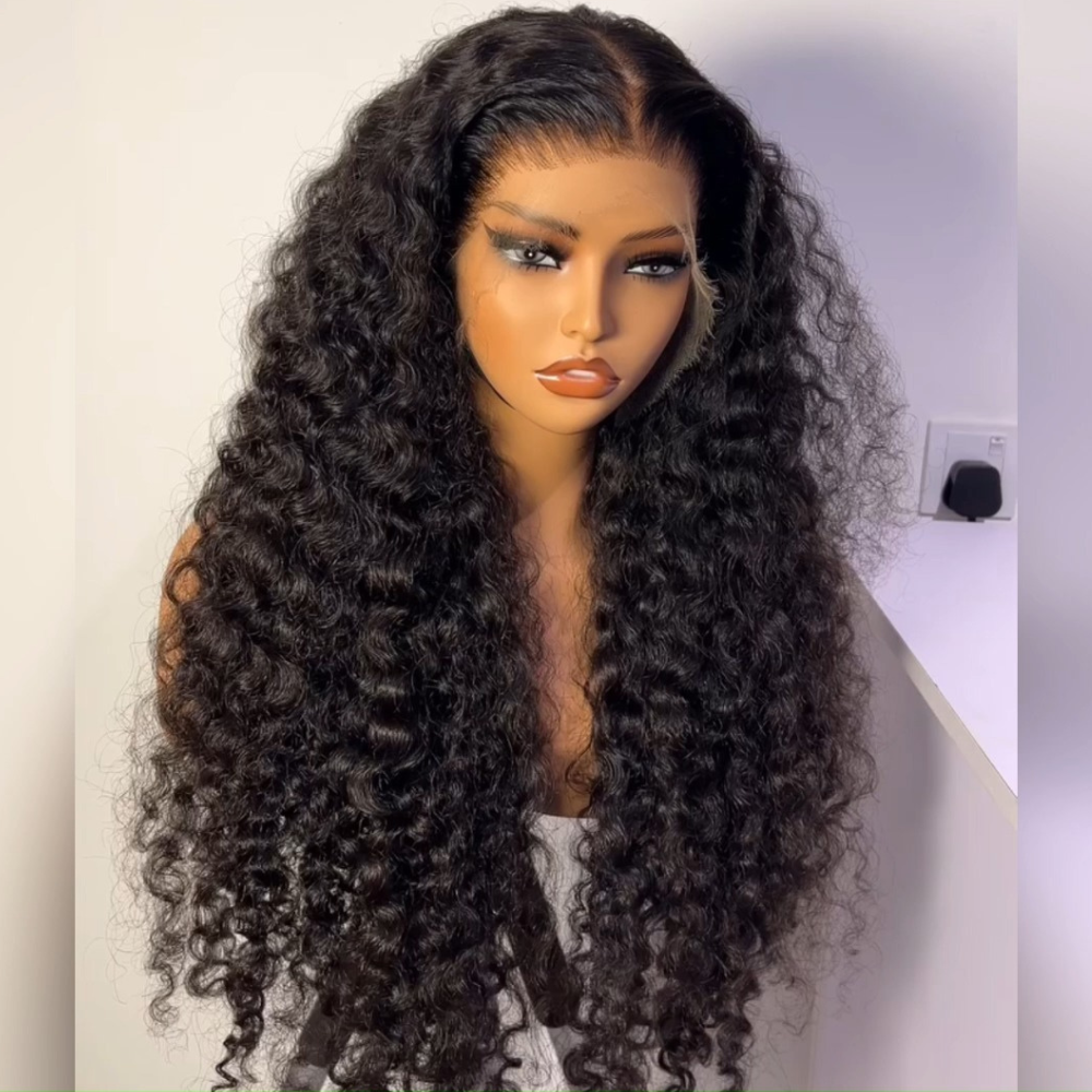 Full 300% Density Deep Wave Glueless Wig 13x4 HD Lace Front Wig Pre Plucked Hairline 100% Real Human Hair Wig
