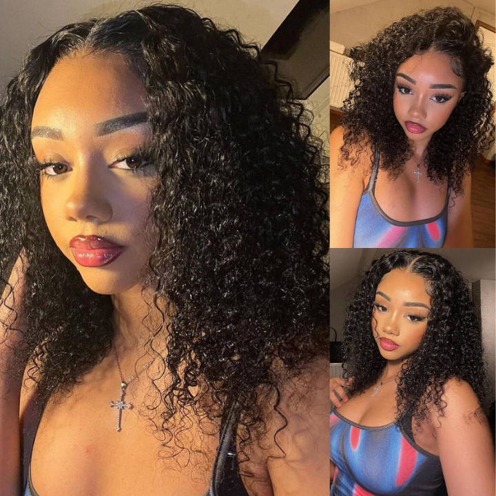 Geetahair Upgrade HD Lace Kinky Curly Bob Wig Black Color Undetectable Clear Lace Human Hair Bob Wigs