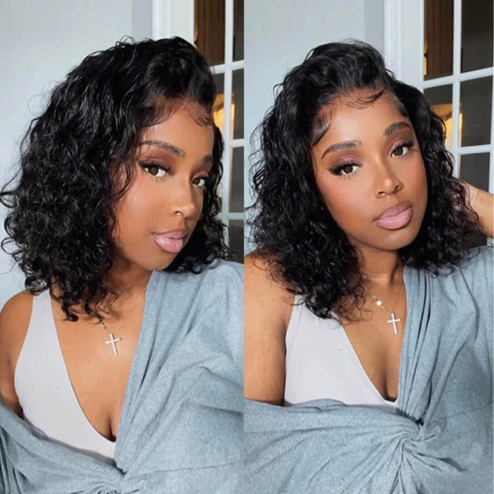 Geetahair Upgrade HD Lace Body Wave Bob Wig Black Color Undetectable Clear Lace Human Hair Bob Wigs