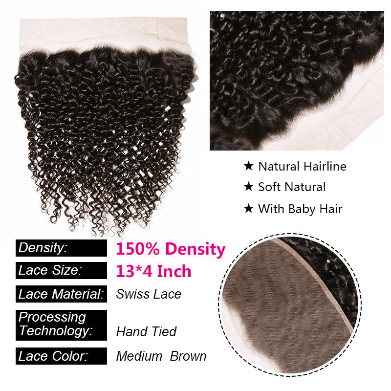 GeetaHair Curly Hair 3 Bundles With 13x4 Lace Frontal 100% Remy Human Hair