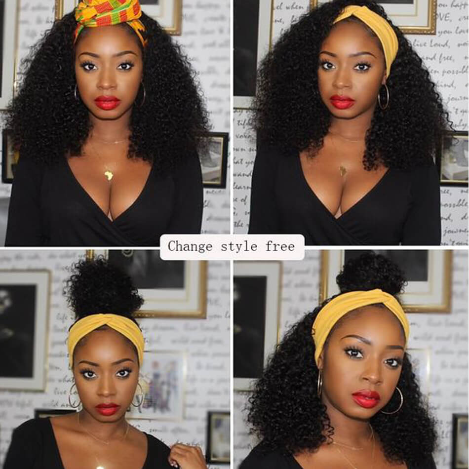 Curly Hair Headband Wig Human Hair Glueless Wigs Near Me-Geeta Hair