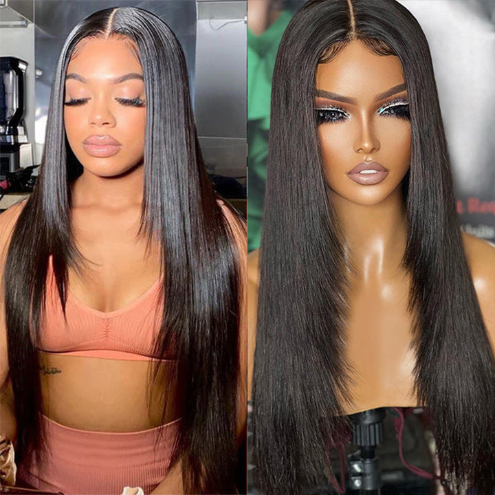 Long Layered Straight 4x4 HD Lace Closure Wig Butterfly Haircut Human Hair Wigs-Geeta Hair