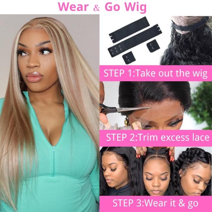 Straight Balayage HD Lace Front Wig Ash Blonde Colored Human Hair Wigs With Highlights