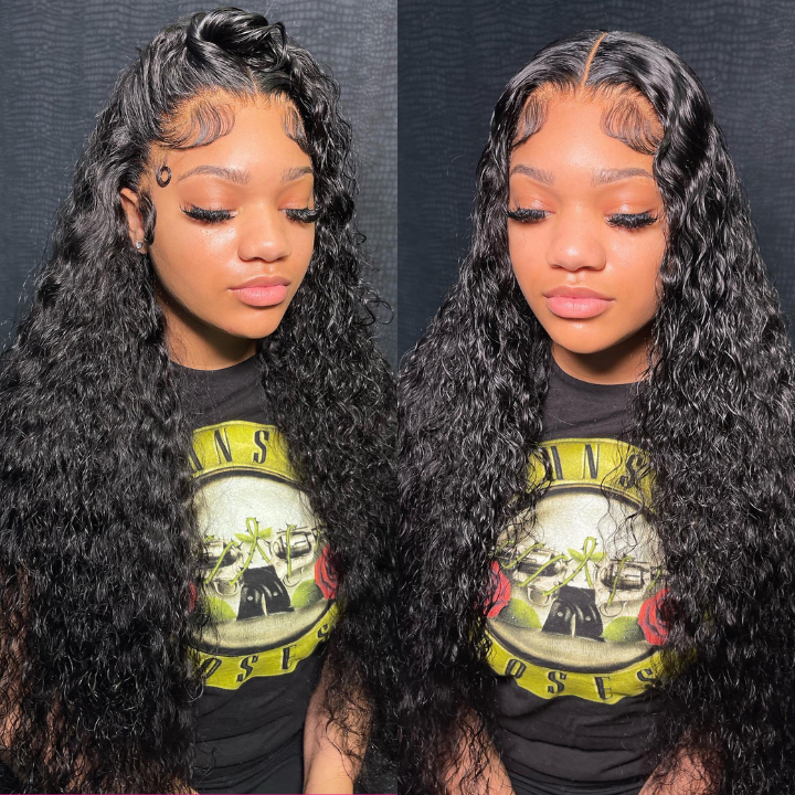 40 Inch Long Black Hair Water Wave HD Lace Front Wig Super Long Length Human Hair Wigs For Women