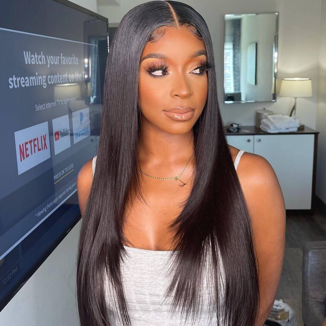Natural Straight Hair Lace Frontal Wig 100% Virgin Human Hair Wigs For Black Women-Geeta Hair