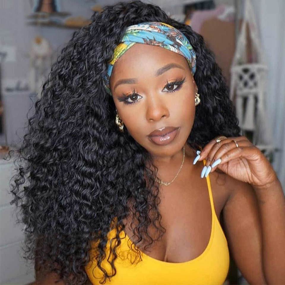 Deep Wave Headband Wig 150% Density For Black Women Convenient And Zero Skill Needed-Geeta Hair