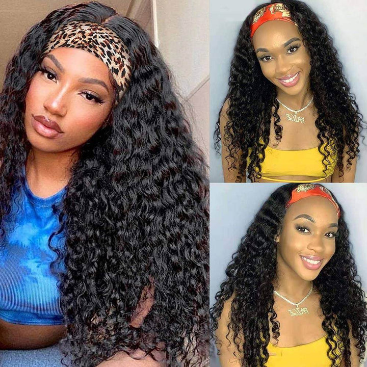 Deep Wave Headband Wig 150% Density For Black Women Convenient And Zero Skill Needed-Geeta Hair