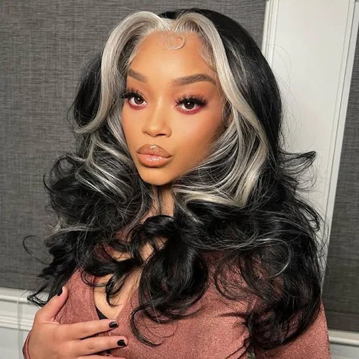 Flash Sale: Buy 180% Density Deep Wave 13*6 HD Lace Wig, Get 4*4 Skunk Stripe Bob Wig For Free