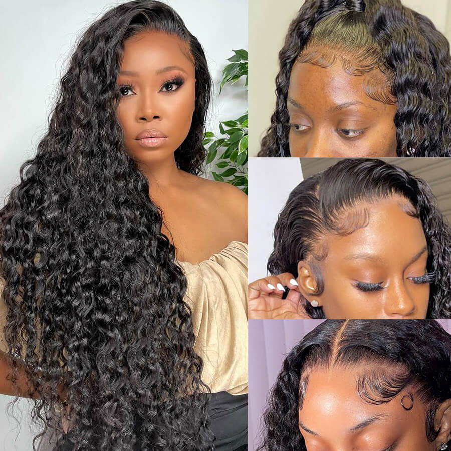 Flash Sale: Buy 180% Density Deep Wave 13*6 HD Lace Wig, Get 4*4 Skunk Stripe Bob Wig For Free