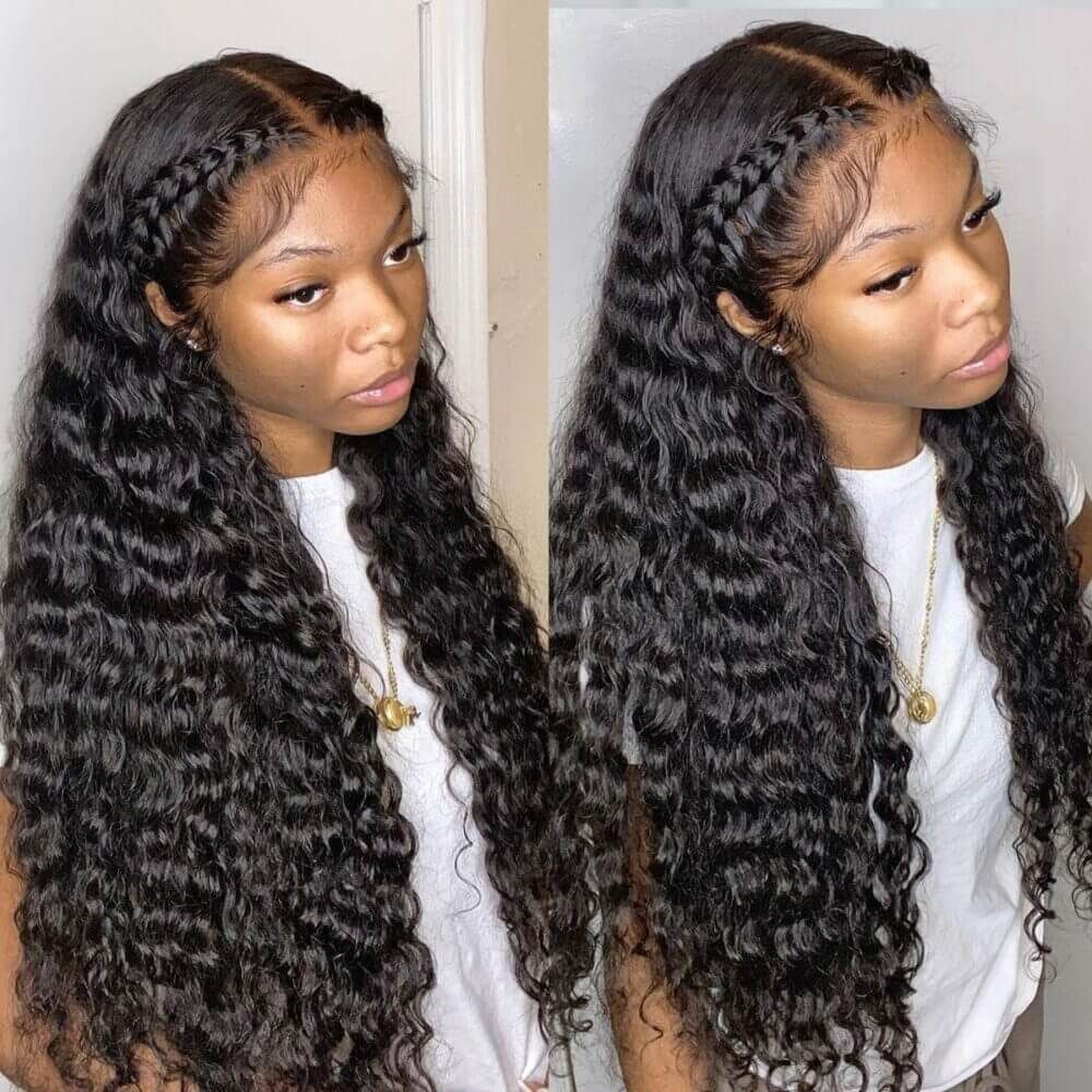 Flash Sale: Buy 180% Density Deep Wave 13*6 HD Lace Wig, Get 4*4 Skunk Stripe Bob Wig For Free