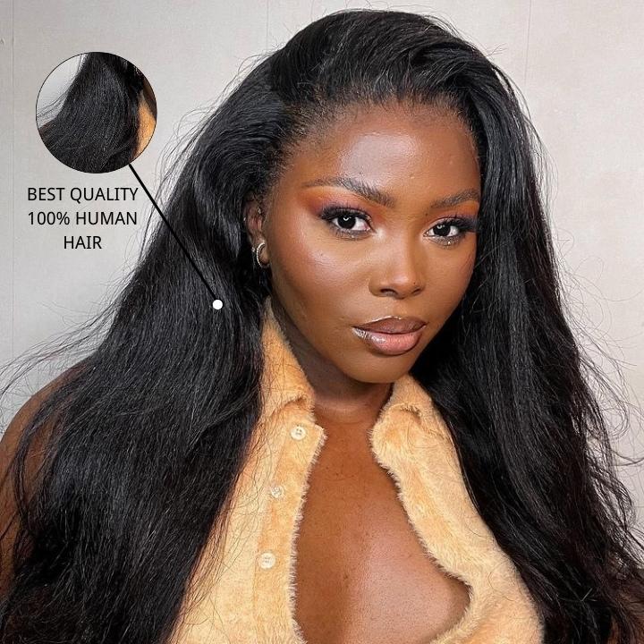 Kinky Straight Hair 4x4 Lace Closure Wig 100% Virgin Human Hair Wig -Geeta Hair