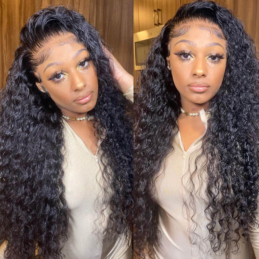 Water Wave 13x6 HD Lace Frontal Wig Natural Pre Plucked Headline 100% Virgin Human Hair Wigs -Geeta Hair