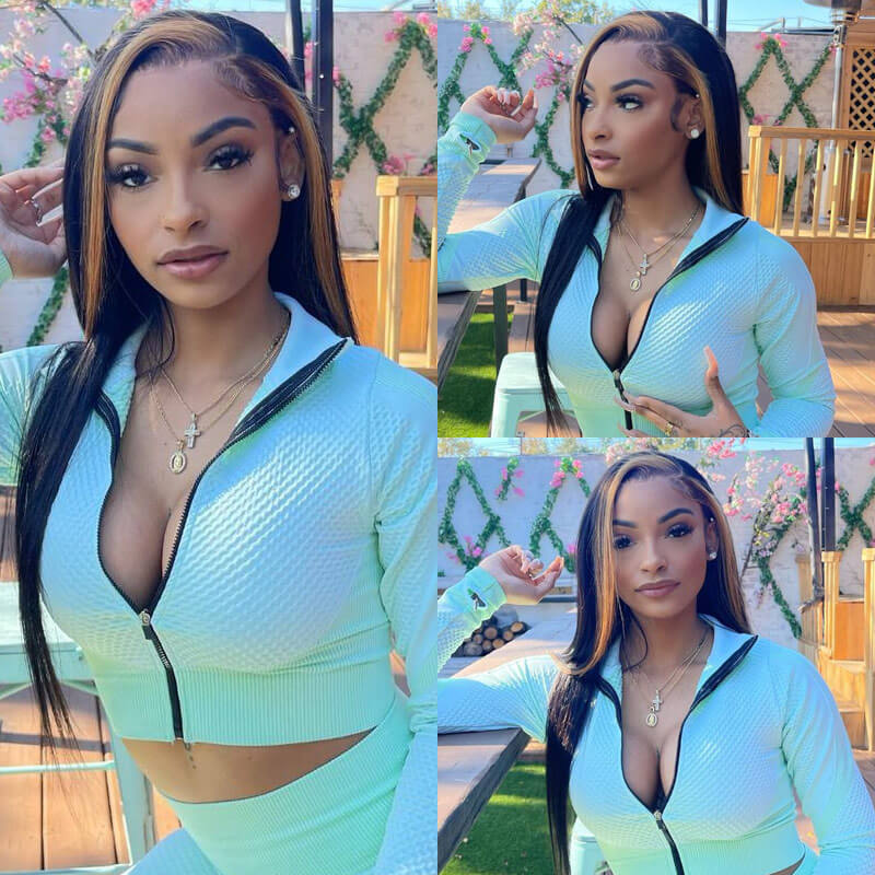 Skunk Stripe Wig Body Wave Hair Highlight TL27 Ombre Color 13x4 HD Lace Front Wig 100% Virgin Human Hair Wig-Geeta Hair