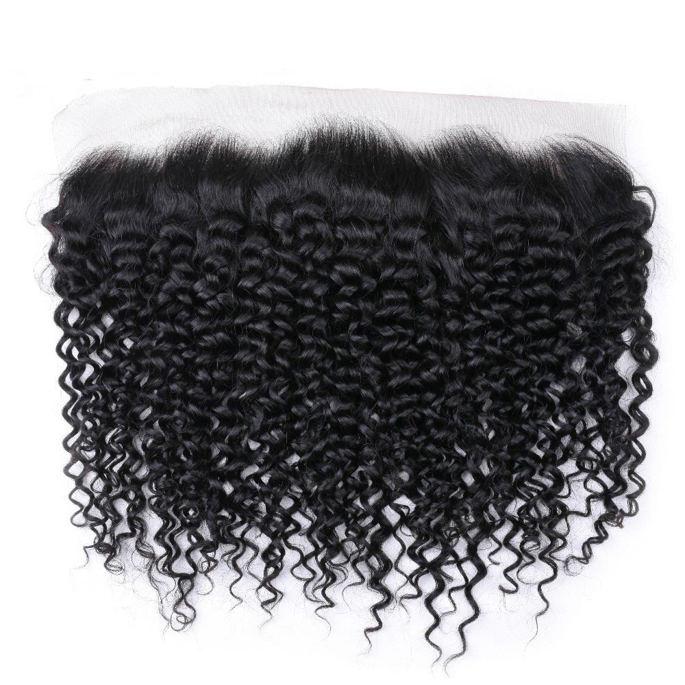 GeetaHair Kinky Curly 3 Bundles with 13x4 Lace Frontal 100% Human Hair Extensions