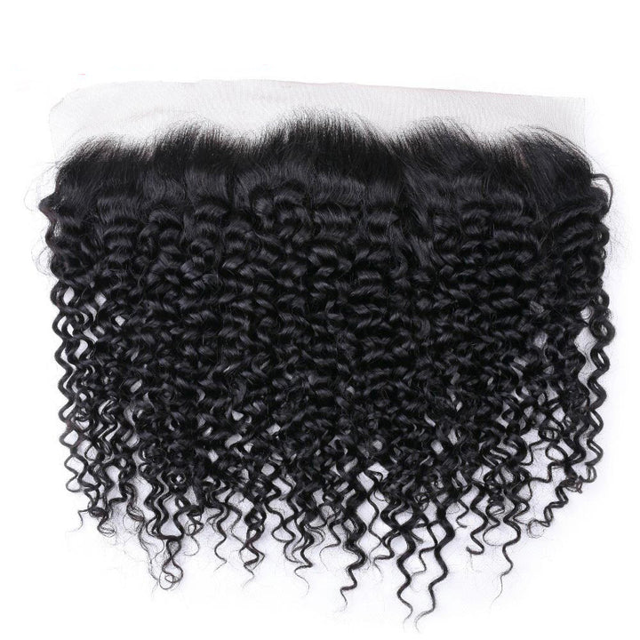 GeetaHair Kinky Curly 3 Bundles with 13x4 Lace Frontal 100% Human Hair Extensions