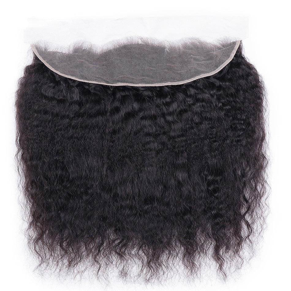 Geetahair Kinky Straight Hair 4 Bundles With 13x4 Lace Frontal 100% Unprocessed Human Hair