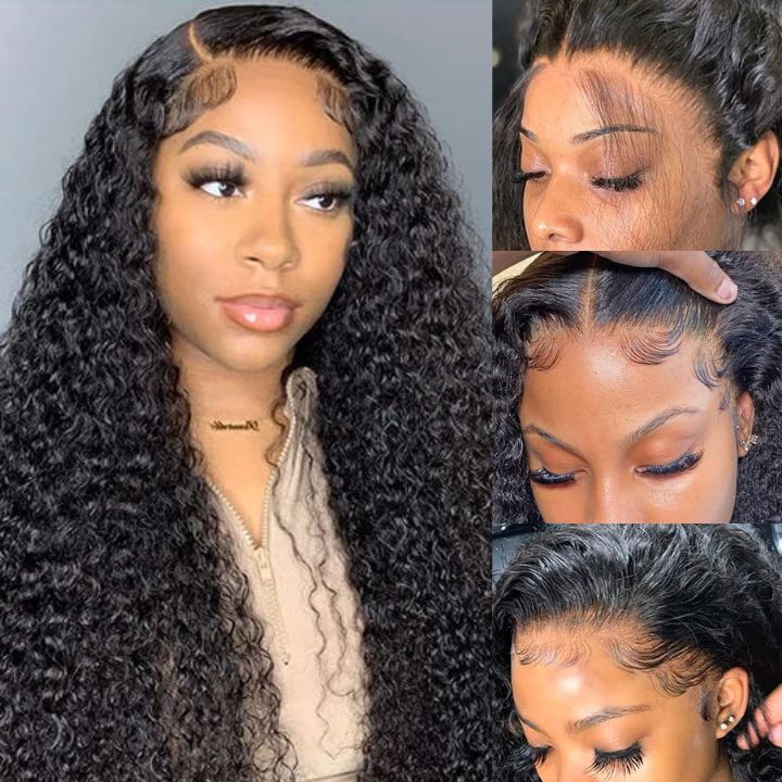 13x4 HD Transparent Lace Front Deep Wave Natural Black Human Hair Wig Pre Plucked Hairline With Baby Hair-Geeta Hair