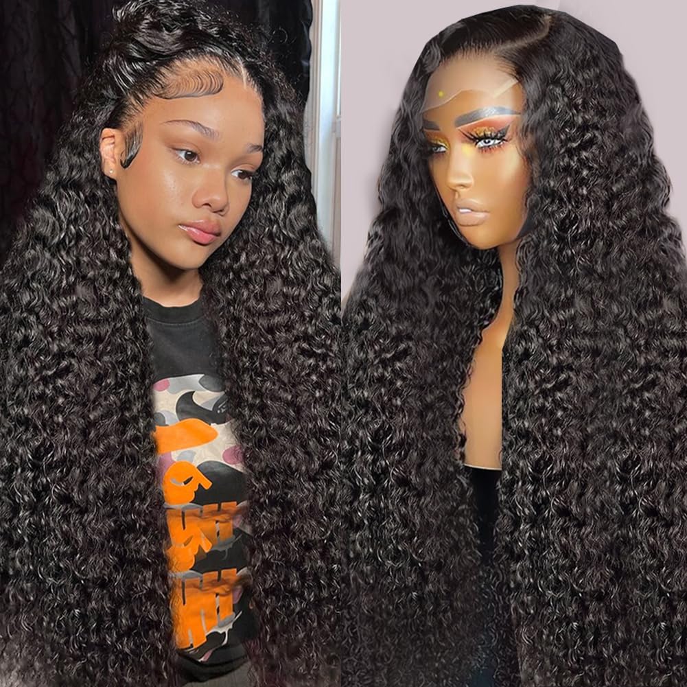 13x4 HD Transparent Lace Front Water Wave Wig Pre Plucked Hairline Natural Looking Wig For Black Women-Geeta Hair