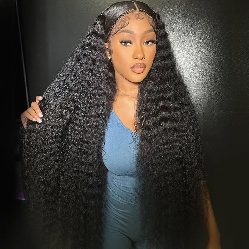 13x4 HD Transparent Lace Front Water Wave Wig Pre Plucked Hairline Natural Looking Wig For Black Women-Geeta Hair