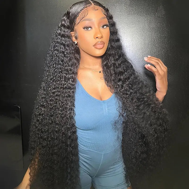 13x4 HD Transparent Lace Front Water Wave Wig Pre Plucked Hairline Natural Looking Wig For Black Women-Geeta Hair