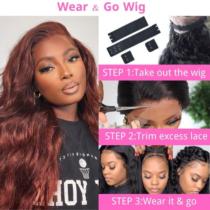 Buy 1 Get 1 Free: 13x4 Reddish Brown HD Lace Front Human Hair Wigs- Flash Sale
