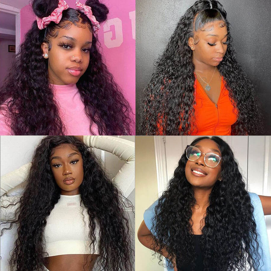 Water Wave 13x6 HD Lace Frontal Wig Natural Pre Plucked Headline 100% Virgin Human Hair Wigs -Geeta Hair