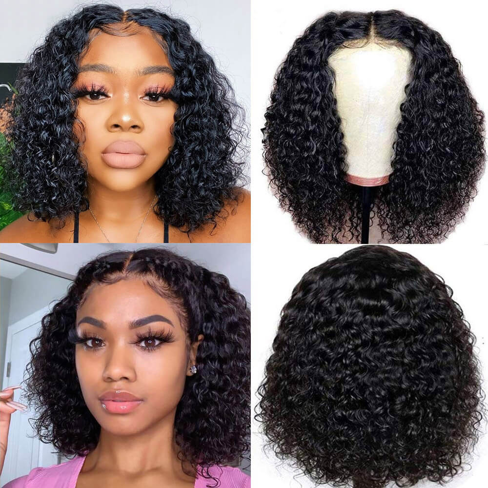 Short Curly Hair 4x4 Lace Closure/13x4 Lace front Wig Pre Plucked  Natural Hairline Glueless Human Hair Wigs-Geeta-hair