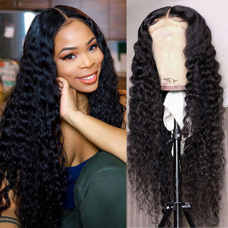 Brazilian Deep Wave Human Hair Lace Front Wig Pre Plucked With Baby Hair  Natural Hairline Glueless Wig-Geeta Hair