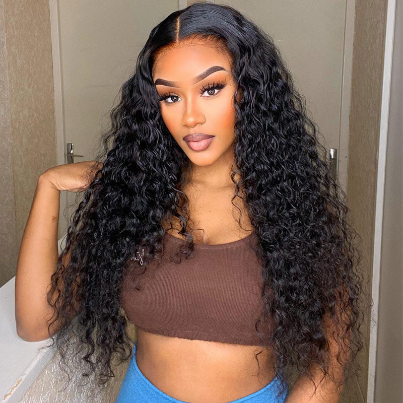 Water Wave Wig 13x4 HD Lace Front Wig Pre Plucked Headline 100% Real Human Hair Wig-Geetahair