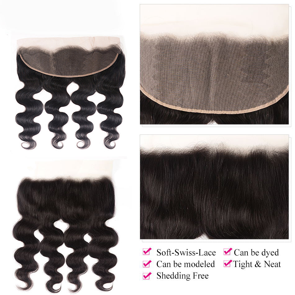 Geeta Hair Body Wave Hair 4 Bundles With 13x4 Lace Frontal Virgin Human Hair