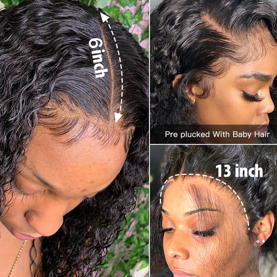 Water Wave 13x6 HD Lace Frontal Wig Natural Pre Plucked Headline 100% Virgin Human Hair Wigs -Geeta Hair