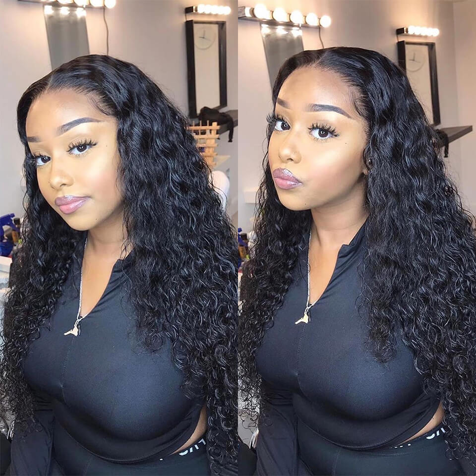 Water Wave 13x6 HD Lace Frontal Wig Natural Pre Plucked Headline 100% Virgin Human Hair Wigs -Geeta Hair