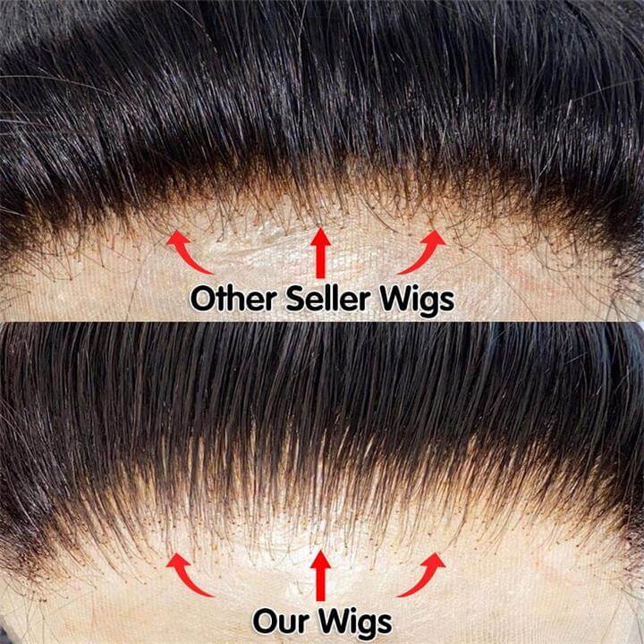 Pre Bleached 13x6 Straight Lace Front Wigs Human Hair 180% Density HD Transparent Glueless Wigs