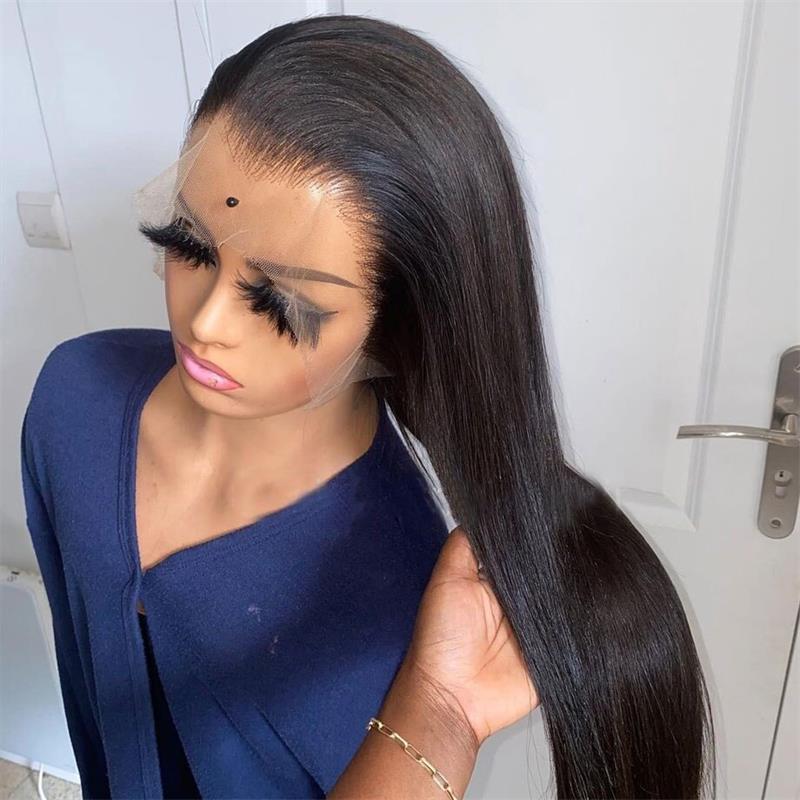 Pre Bleached 13x6 Straight Lace Front Wigs Human Hair 180% Density HD Transparent Glueless Wigs