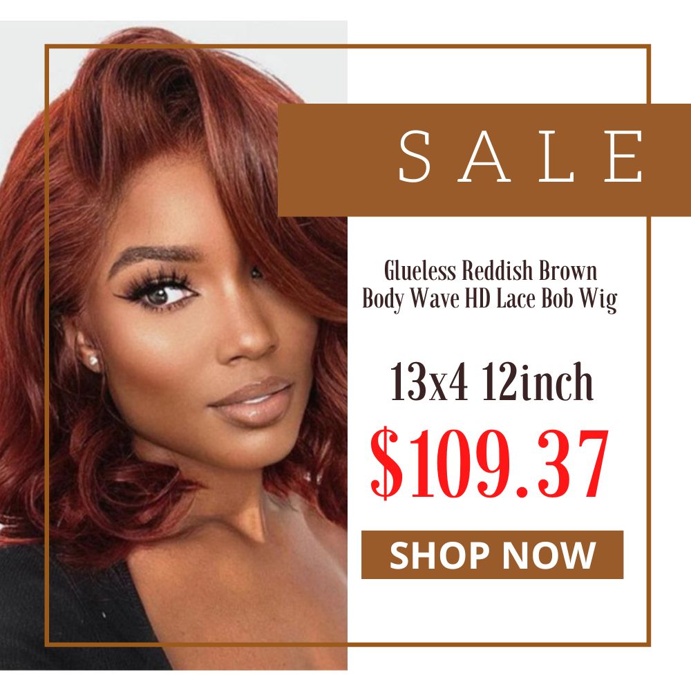 Crazy Flash Sale: Glueless Reddish Brown Body Wave HD Lace Bob Wig - Only 2 Days
