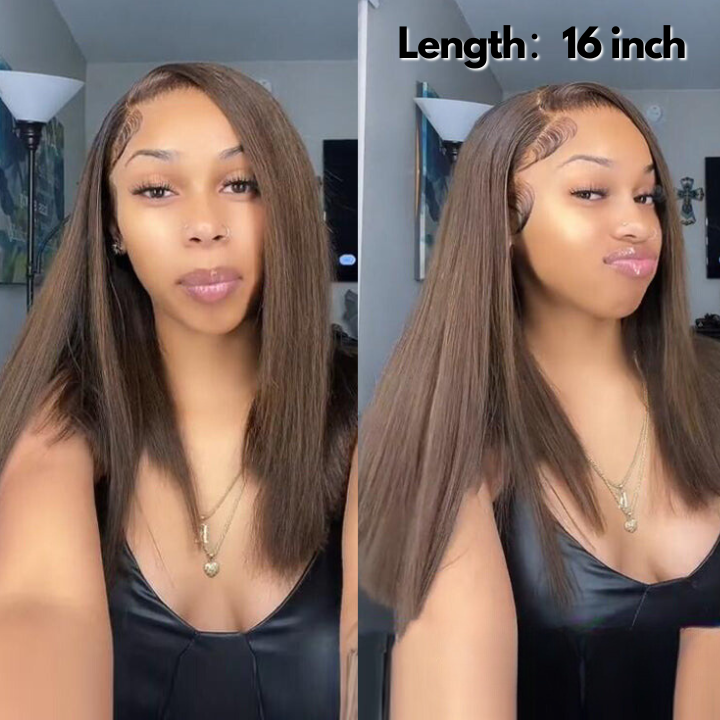 50%+Extra $100 OFF : Brown 4x4 HD Colored Bone Straight Human Short Bob Hair-Flash Sale, Only 2 Days