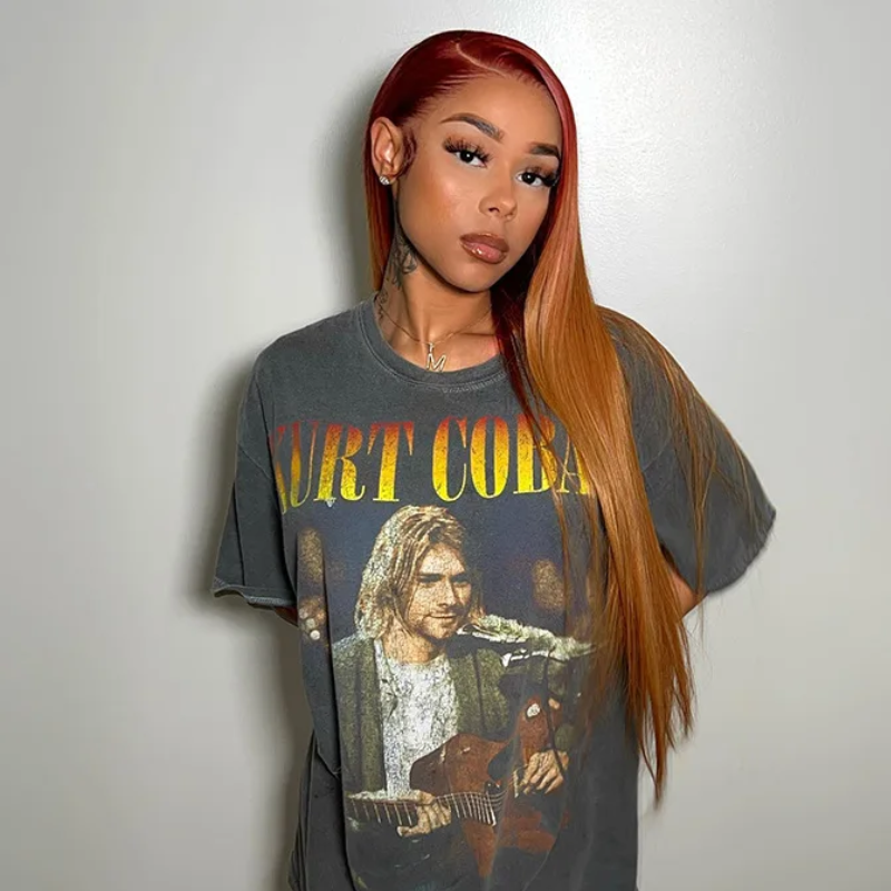 Ombre Red And Honey Blonde Straight HD Lace Front Wig Pre Plucked With Baby Hair Lace Front Wig