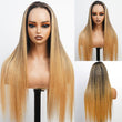 Luxury Designer Series Honey Blonde Straight 13x4 Lace Front Wig Dark Roots Ombre Blonde Wigs 180% Density