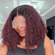 1B/99J Short Curly Bob Lace Front Wigs 13x4 Burgundy Lace Frontal Wigs Wine Red Glueless Pre Plucked
