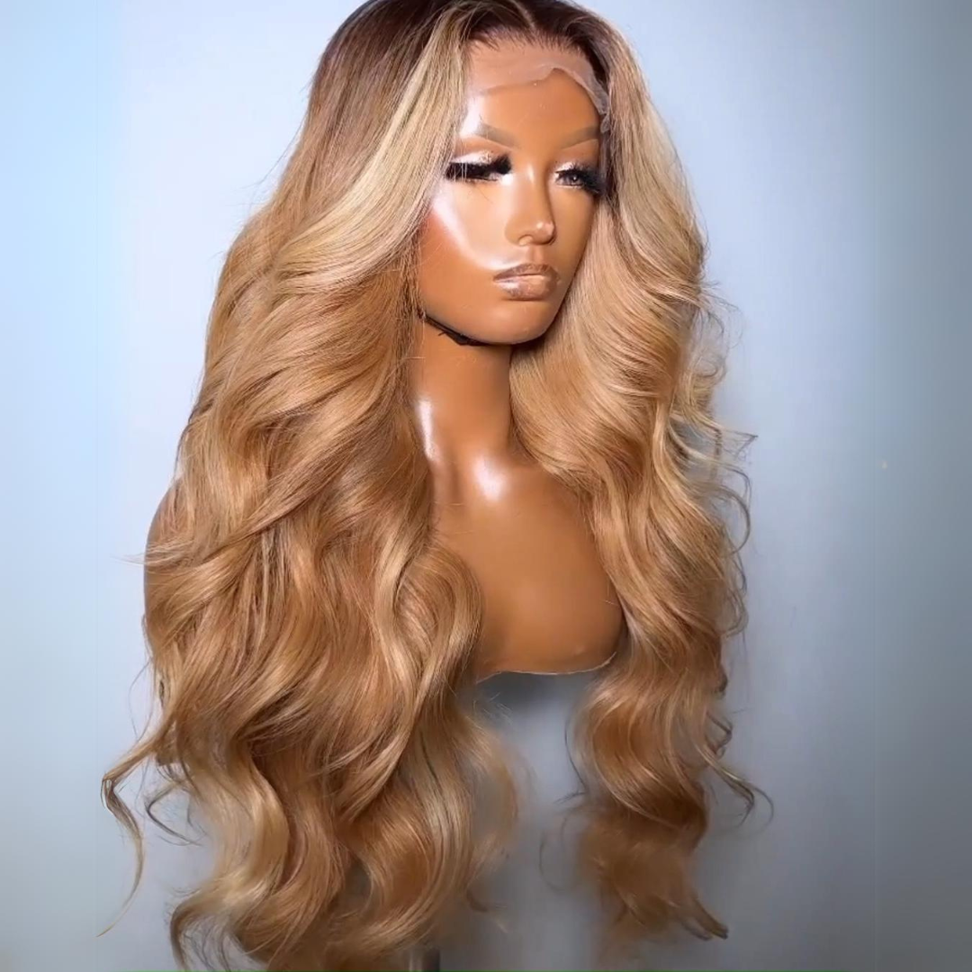 1B Blonde Body Wave 13x4 Lace Front Wigs Ombre Blonde Colored Human Hair Glueless Wigs