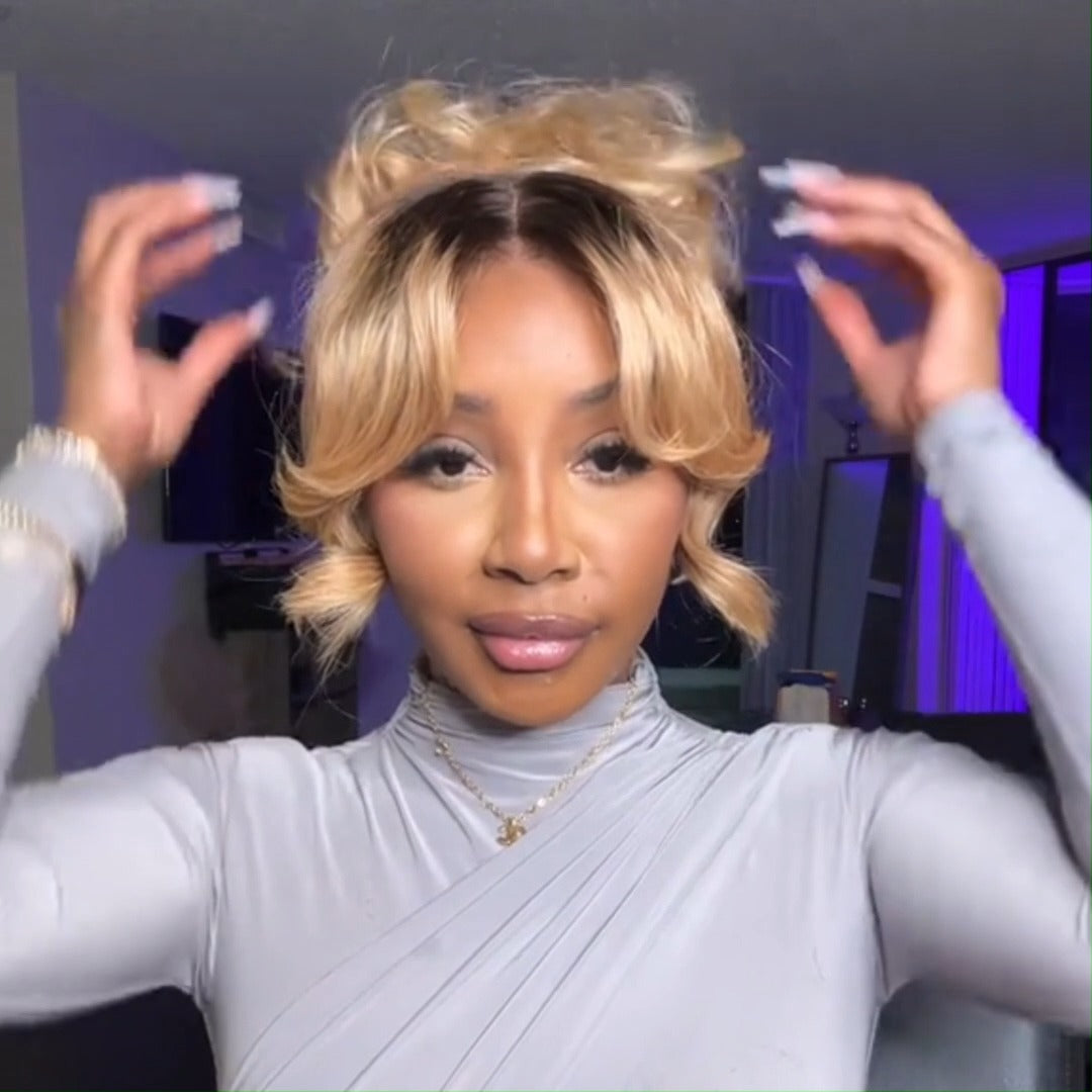 1B Blonde Glueless Wigs Body Wave Lace Frontal 13x4 Honey Blonde Ombre Human Hair Wigs Pre Plucked