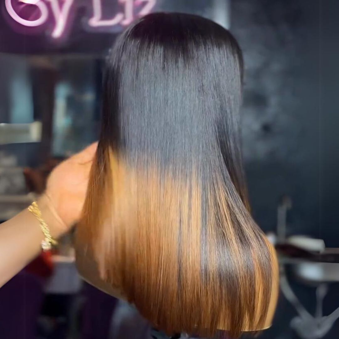 1B/Brown Glueless Wigs Short Bob Straight 4x6 Pre Cut Lace Wigs Pre- plucked T1B/27 Lace Front Wigs