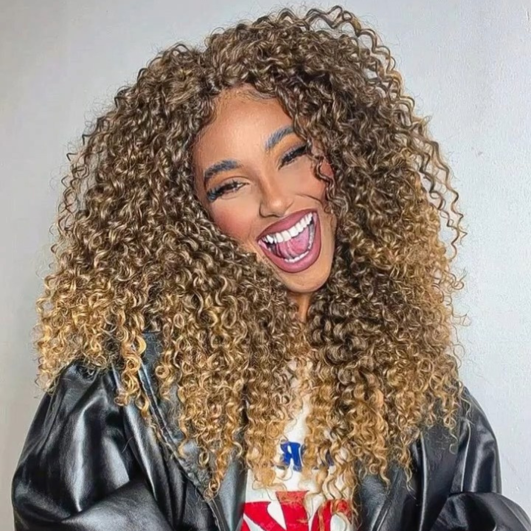 Luxury Designer Series 250% Density Afro Kinky Curly Wig 13x4 Lace Front Human Hair Wig Highlight Wigs Pre Plucked