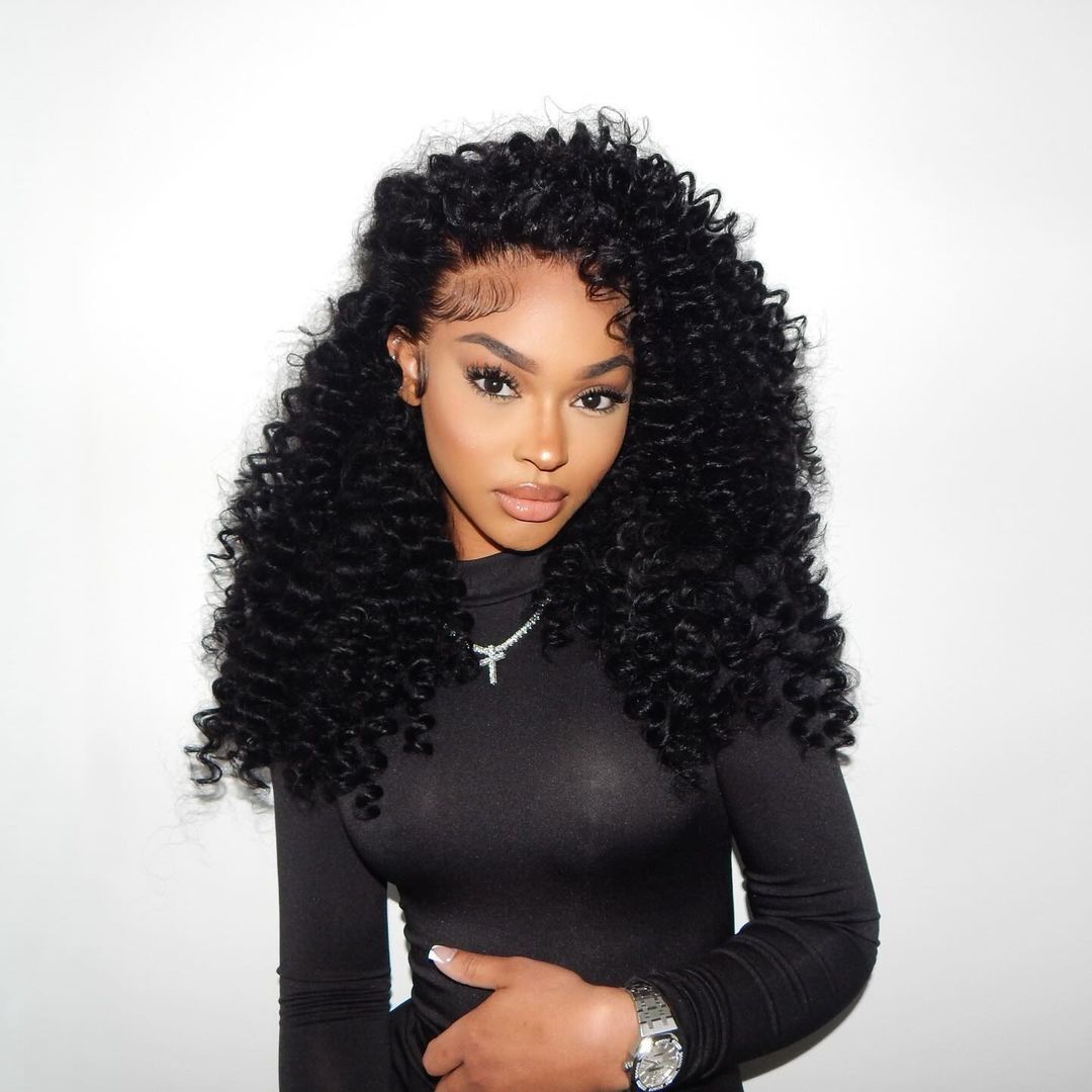 250% Density Glueless Bouncy Deep Curly Hair 13x4 Pre-Cut Lace Front Human Hair Wigs Pre Plucked